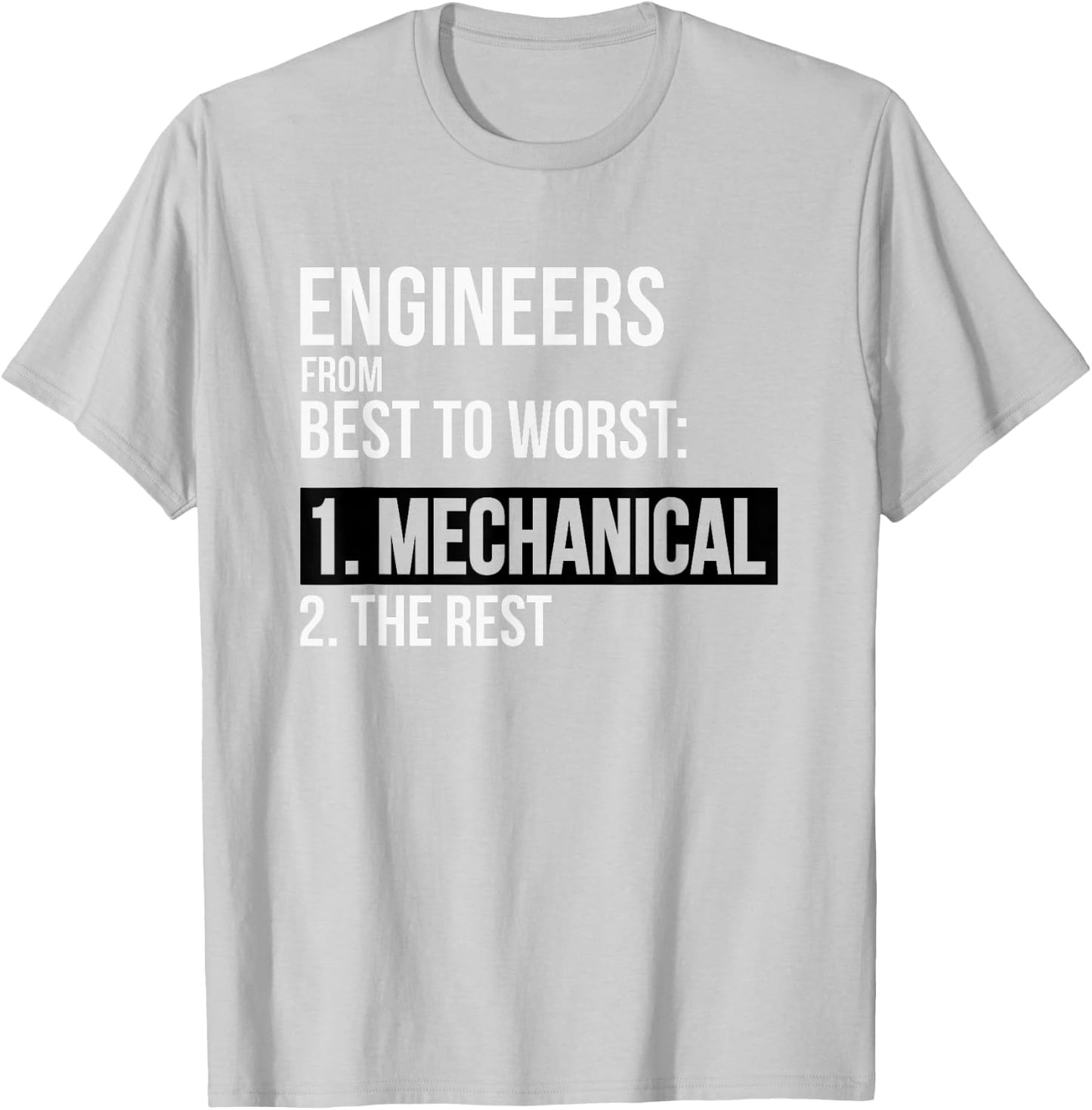 Engineers From Best To Worst Mechanical Engineering T-Shirt - T-Shirt | Ash