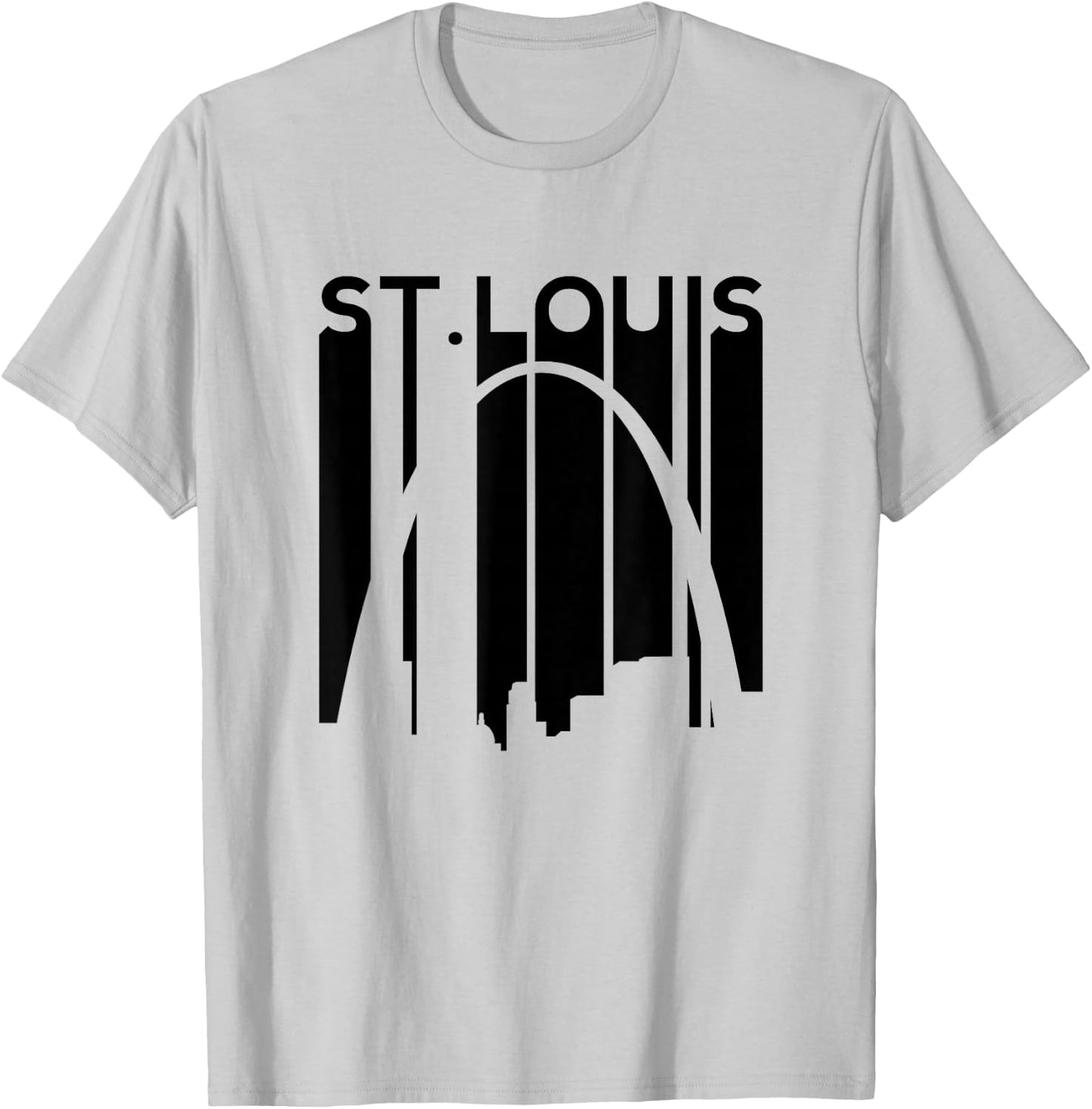 St Louis Missouri Gateway Arch Retro Mississippi River Lou T-Shirt - T-Shirt | Ash