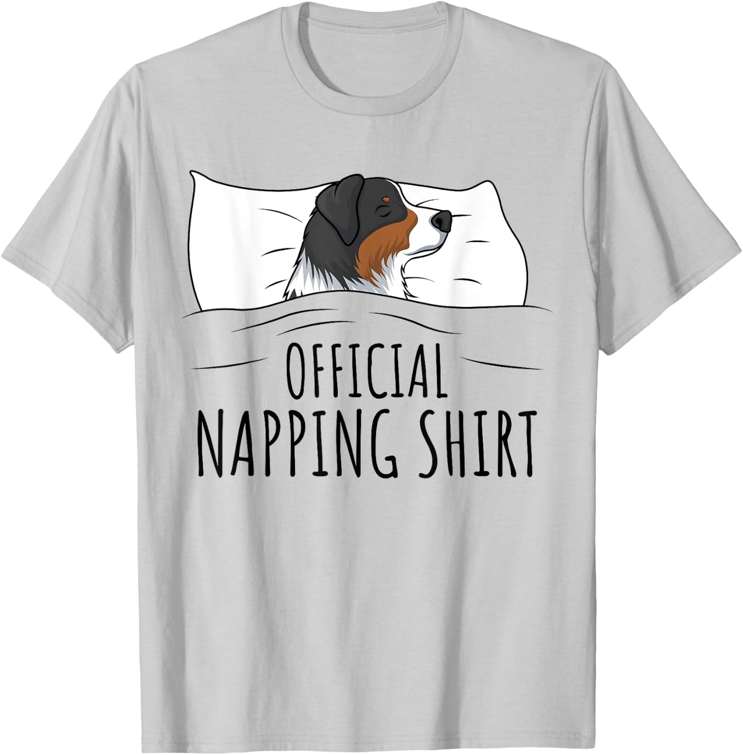 Australian Shepherd Apparel & Gift Ideas -Adults Blue Small Classic Fit Short Sleeve Sleeping Australian Shepherd Pyjamas Official Napping T-Shirt - T-Shirt | Ash