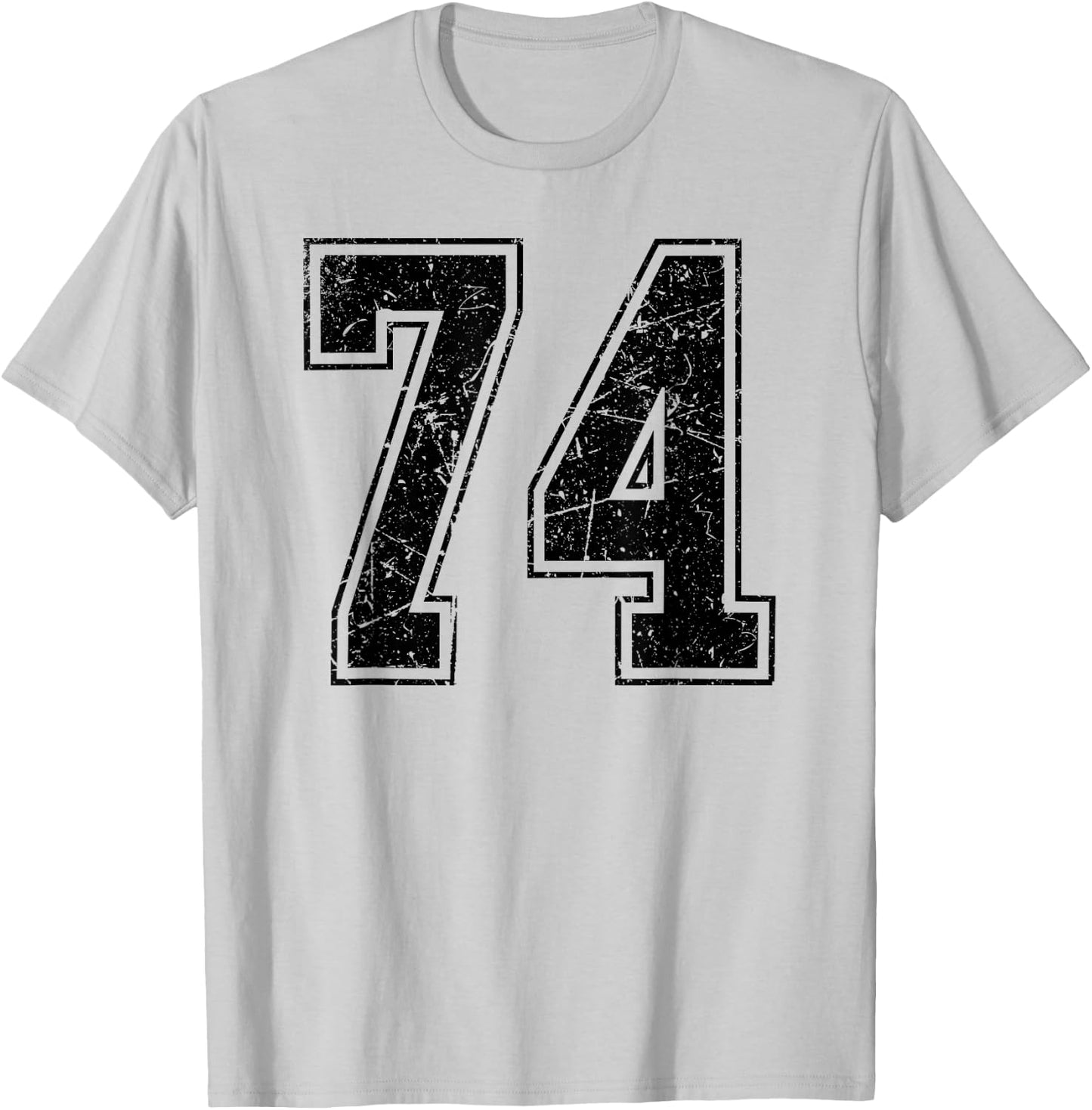 Number 74 Distressed Grunge Vintage Jersey Team Fan T-Shirt - T-Shirt | Ash