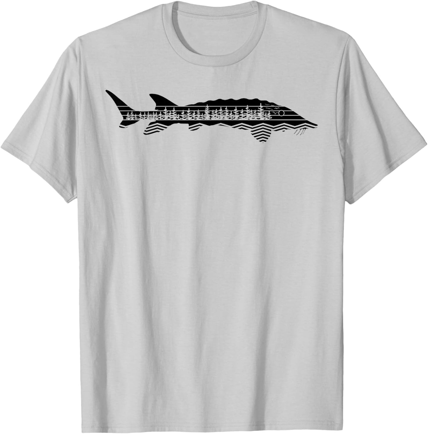 Vintage Nature Outdoor Fishing - Fisher Sturgeon Fish T-Shirt - T-Shirt | Ash