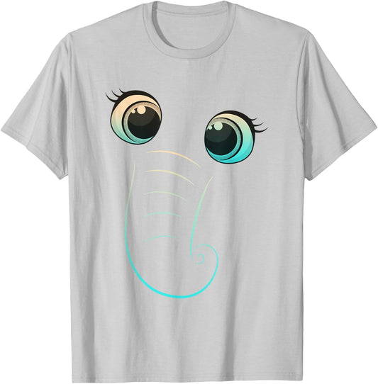 Halloween Costume Animal Cute Elephant Face Kids Eyes Snout T-Shirt - T-Shirt | Ash
