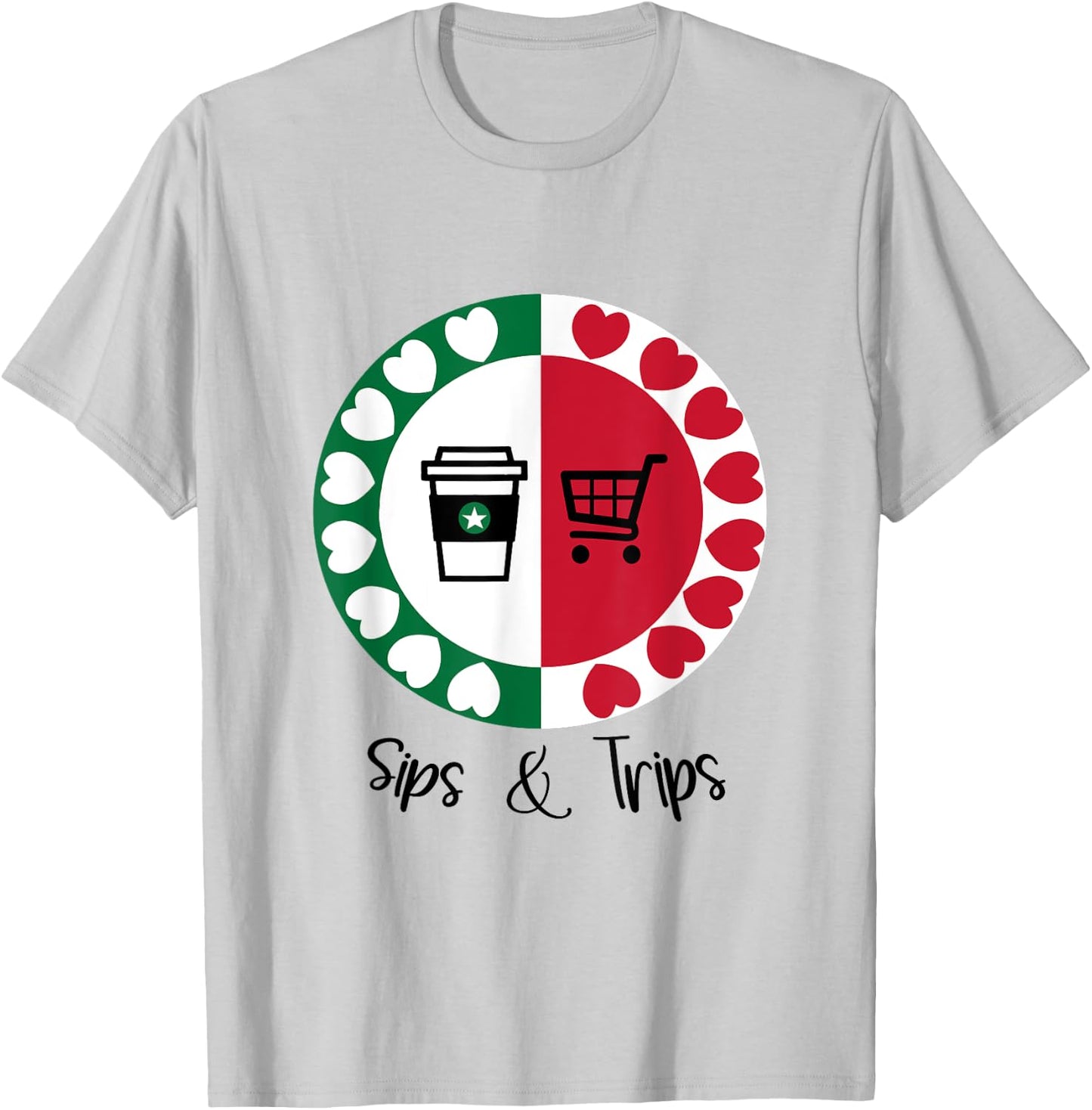 Coffee Sips and Shopping Trips T-Shirt - T-Shirt | Ash