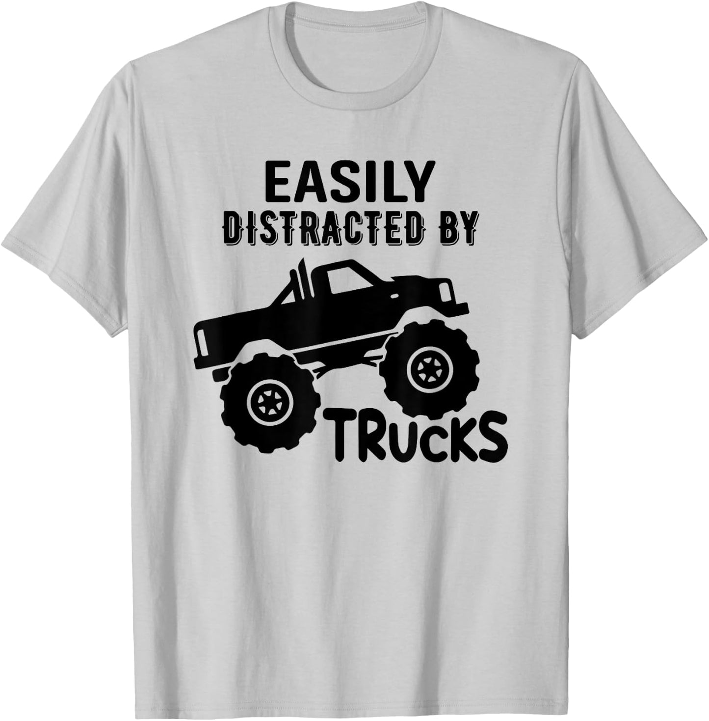 Easily Distracted By Trucks Truck Lover Boy Vintage T-Shirt - T-Shirt | Ash