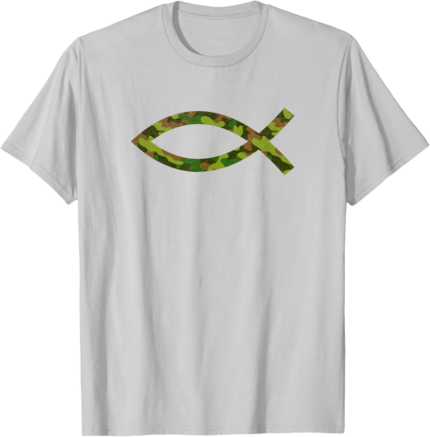 Jesus Christ Fish Camouflage Religious Christian T-Shirt - T-Shirt | Ash
