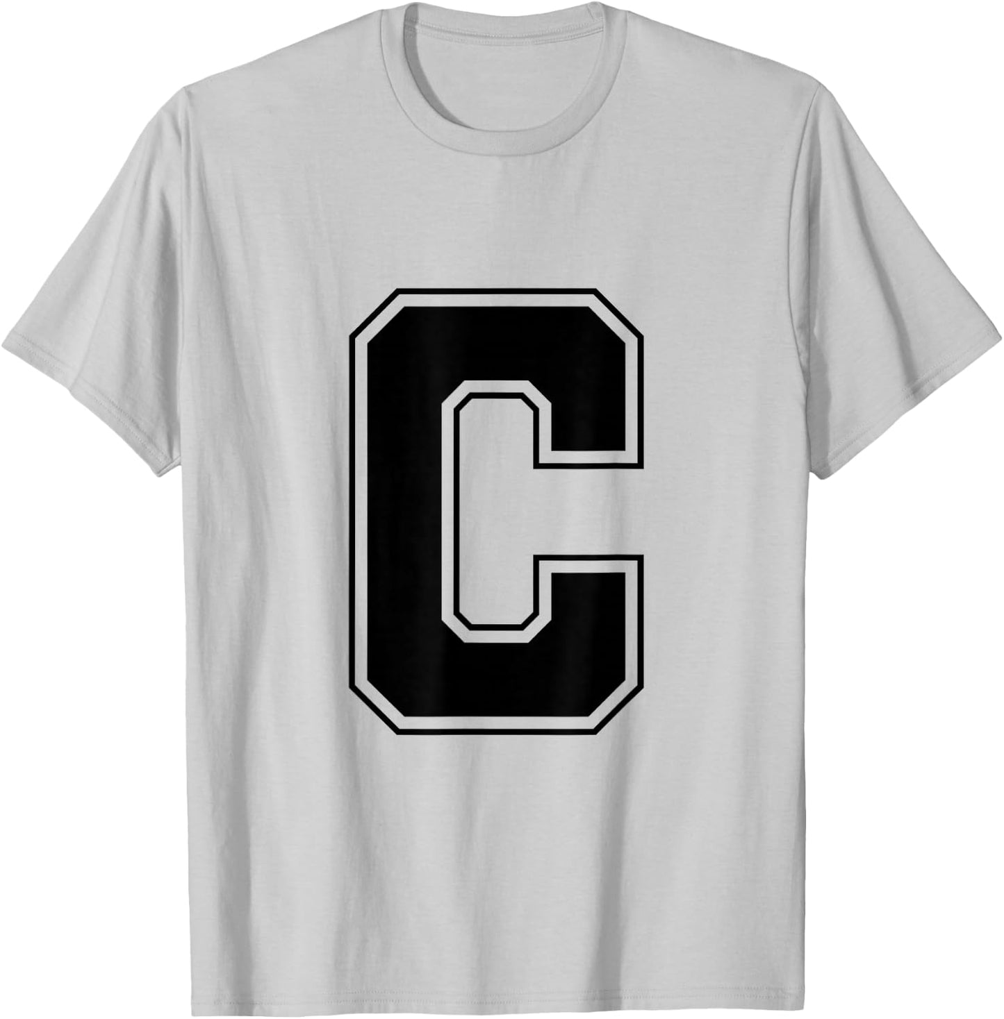 Letter C Big Bold Capital Varsity Alphabet Monogram T-Shirt - T-Shirt | Ash