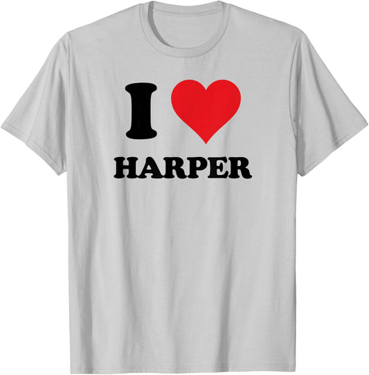I Heart Harper First Name I Love Personalized Stuff T-Shirt - T-Shirt | Ash