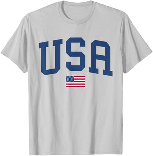 USA T Shirt Women Men Kids Patriotic American Flag July 4th T-Shirt - T-Shirt | Ash