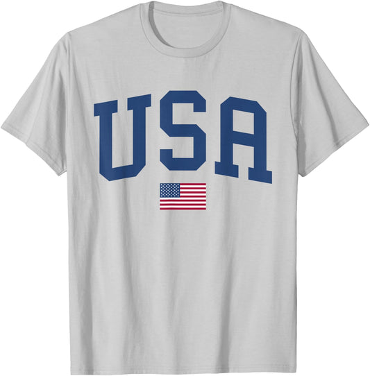 USA T Shirt Women Men Kids Patriotic American Flag July 4th T-Shirt - T-Shirt | Ash