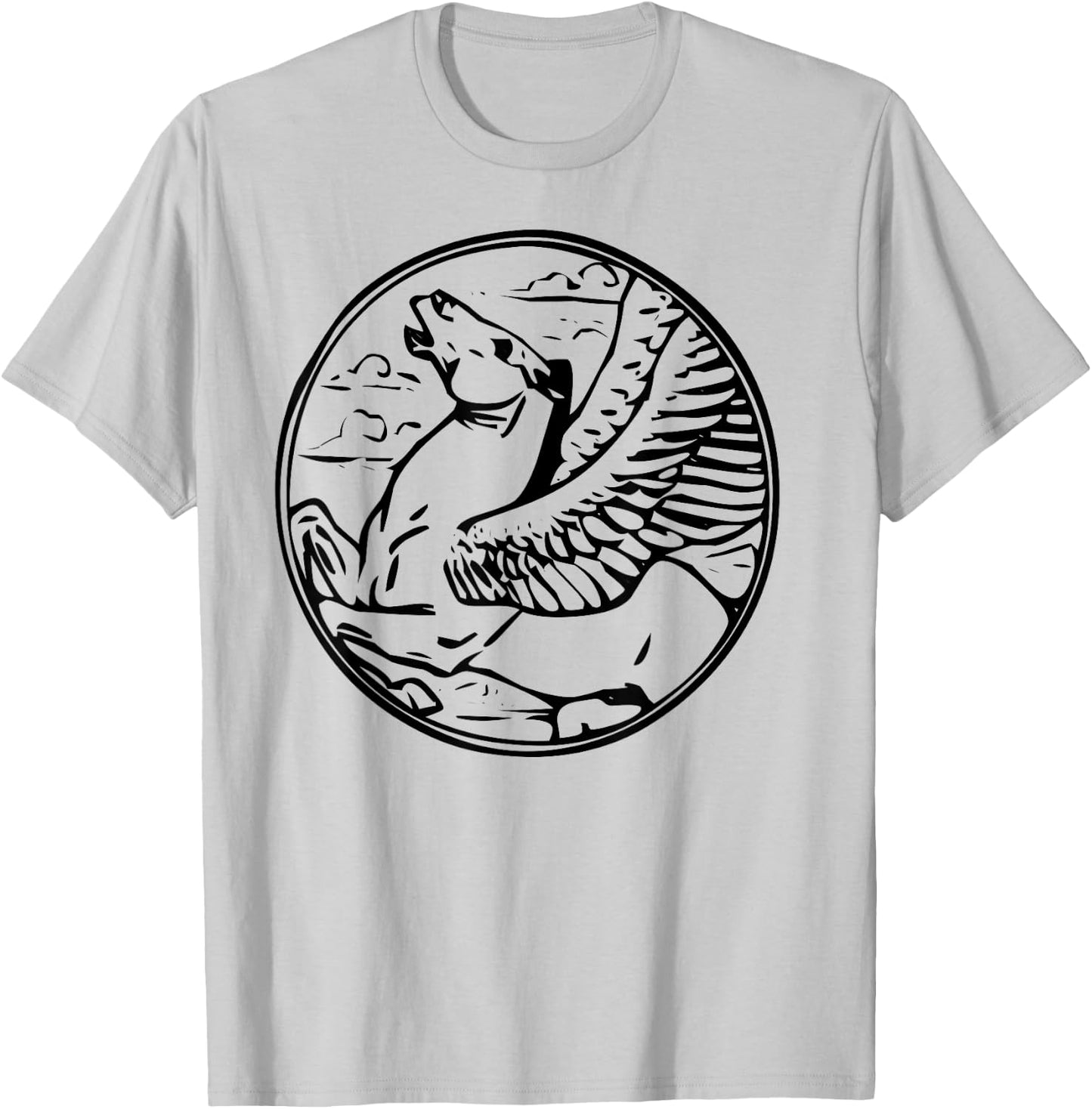 Pegasus Flying Winged Horse T-Shirt - T-Shirt | Ash
