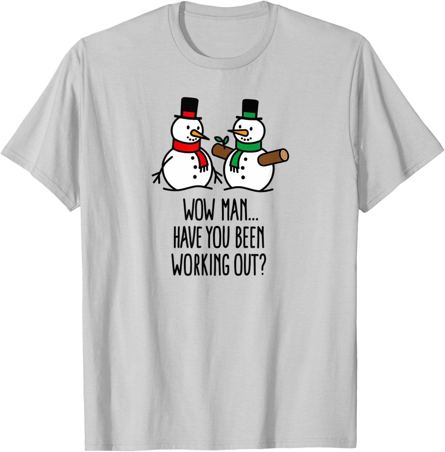 Funny Christmas funny Gym bodybuilding Workout Snowman xmas T-Shirt - T-Shirt | Ash