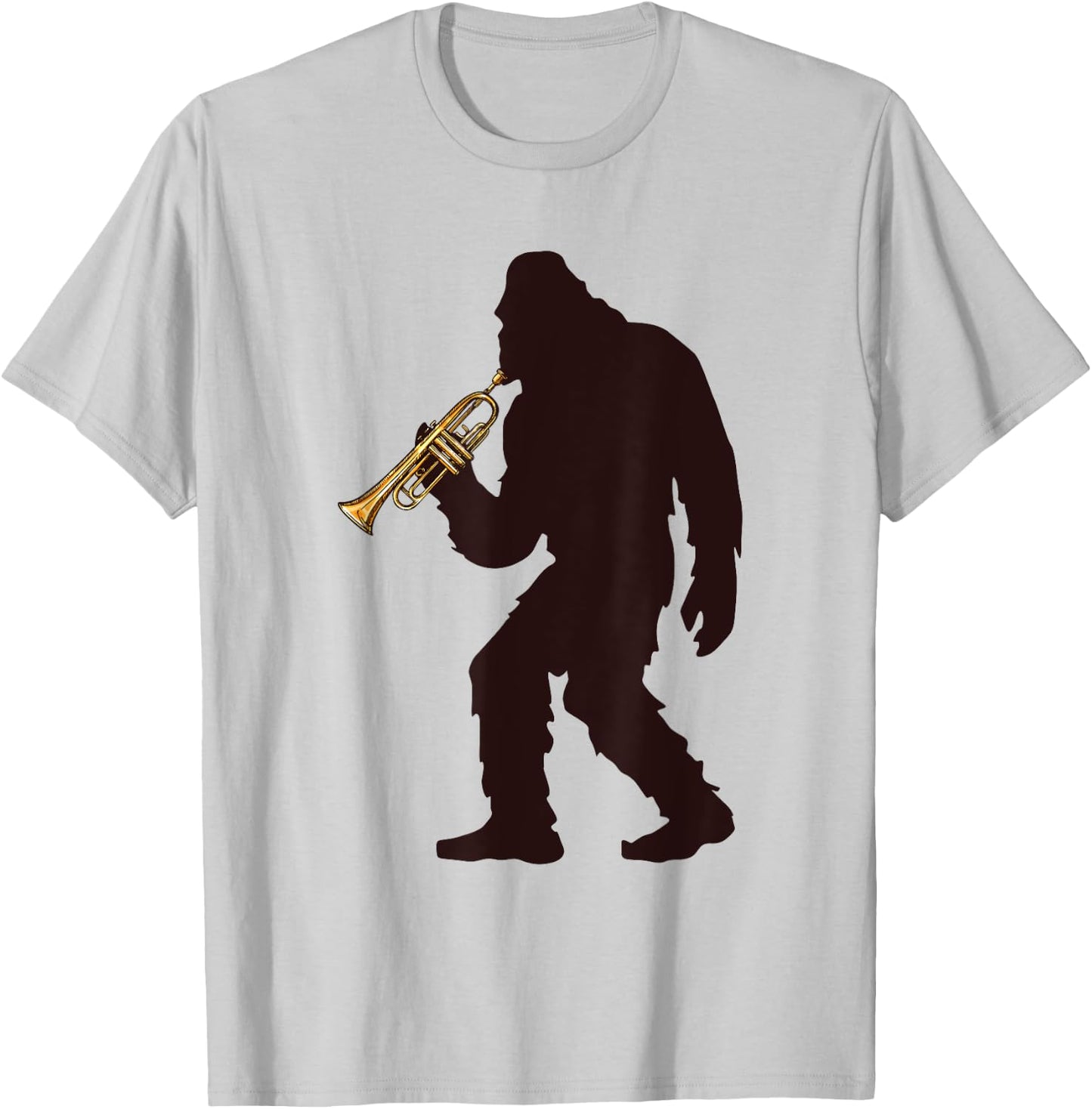 Bigfoot Playing Trumpet Music Funny Musical Instruments T-Shirt - T-Shirt | Ash