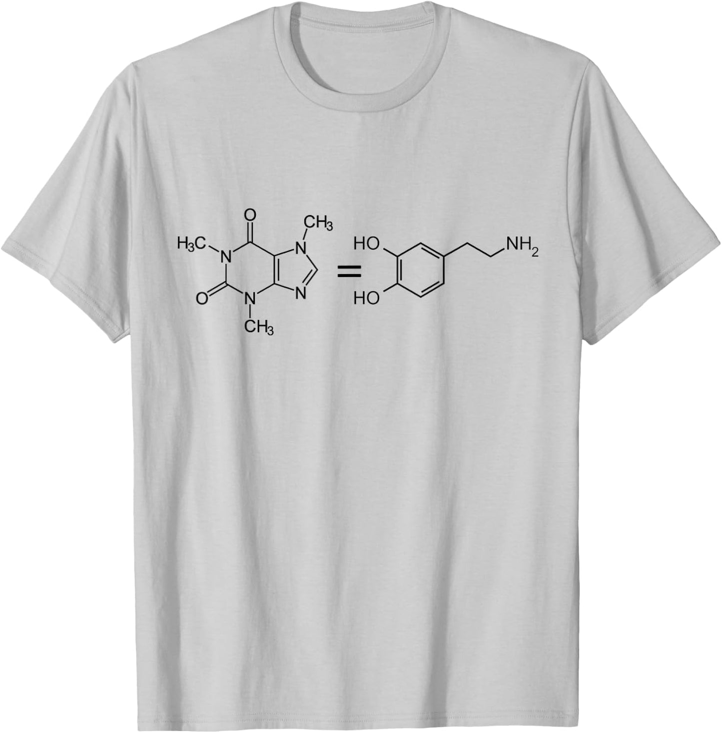 Caffeine Equals Happiness - Molecule Dopamine Science Shirt T-Shirt - T-Shirt | Ash