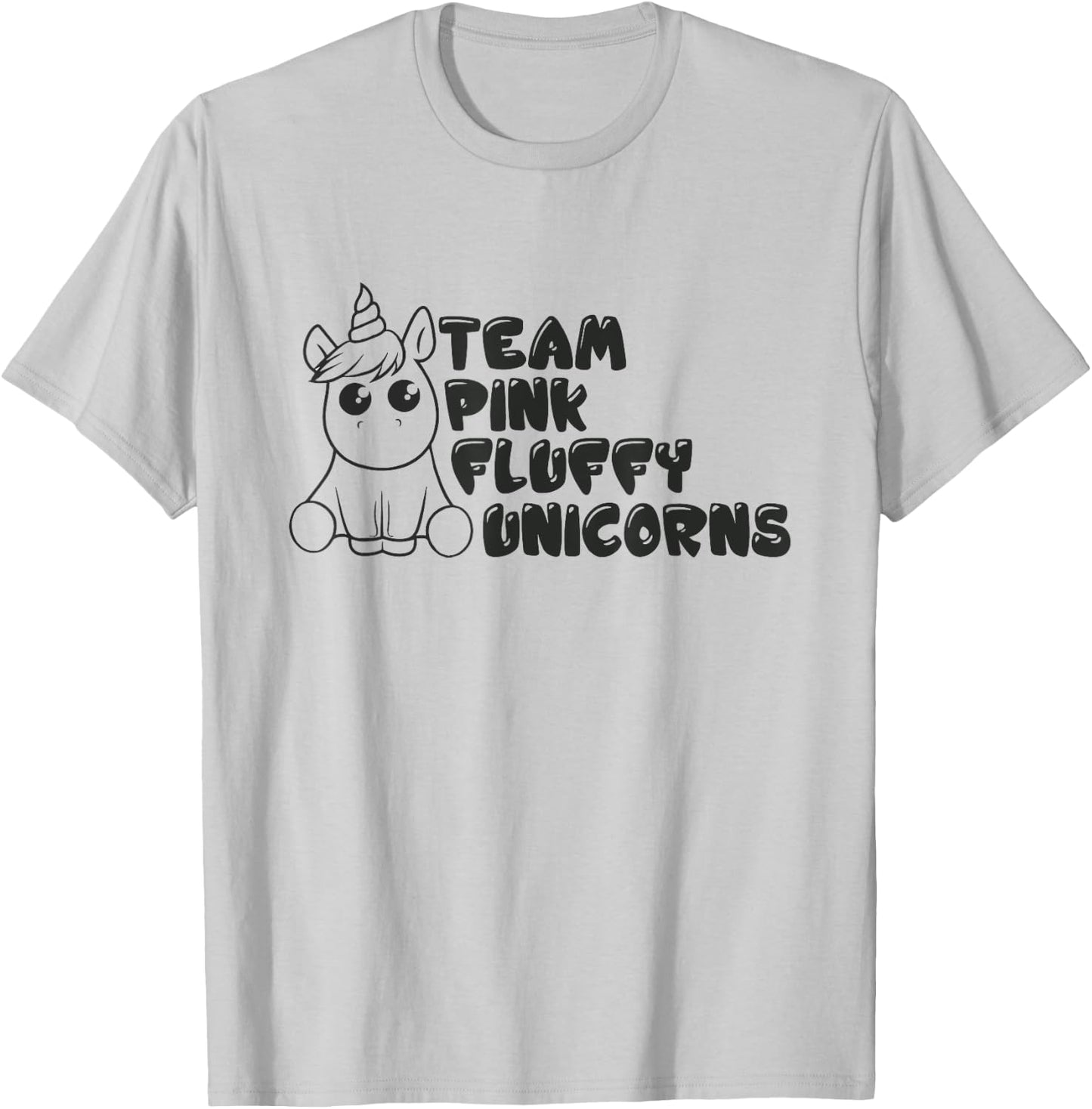 Team Pink Fluffy Unicorn T-Shirt - T-Shirt | Ash