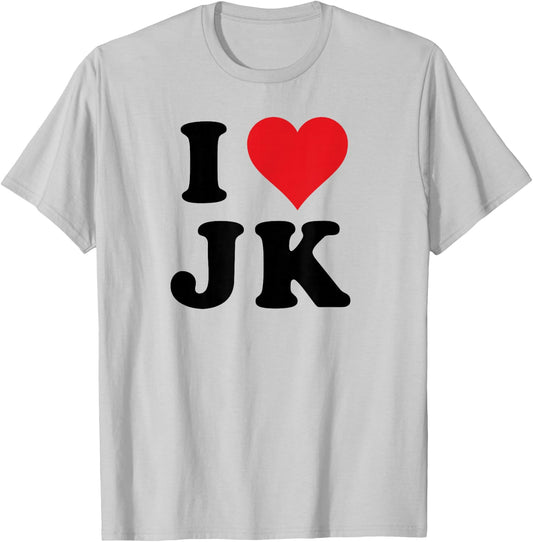 I Heart JK Initials I Love J.K. First And Last Name J K T-Shirt - T-Shirt | Ash