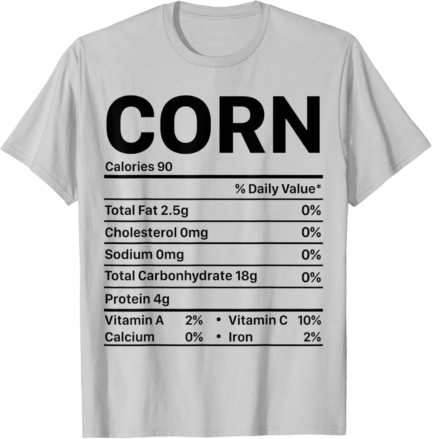 Corn Thanksgiving Nutrition Ingredients Nutritional Table T-Shirt - T-Shirt | Ash
