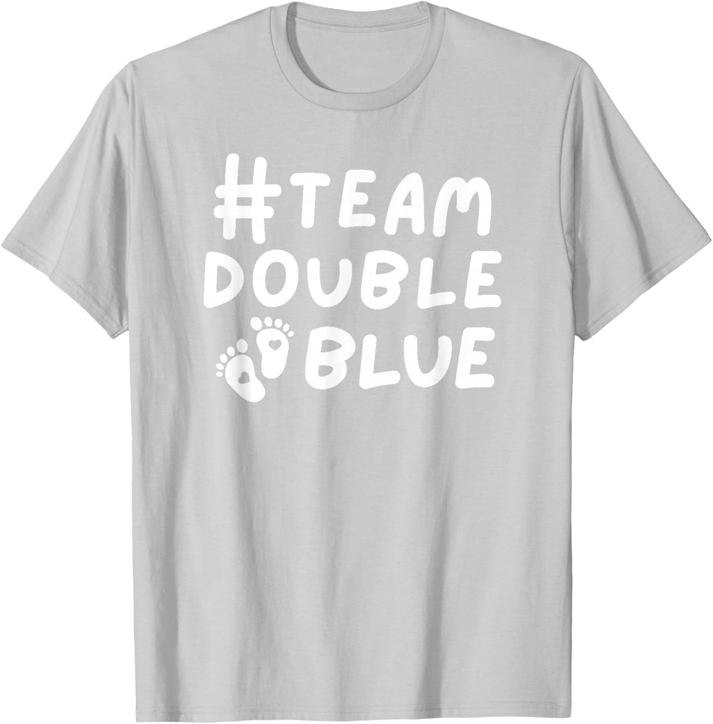 Team Double Blue Twins Pregnancy Gender Reveal Baby Boy T-Shirt - T-Shirt | Ash
