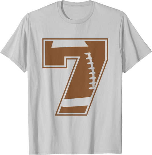 Football 7 Jersey Number T-Shirt - T-Shirt | Ash
