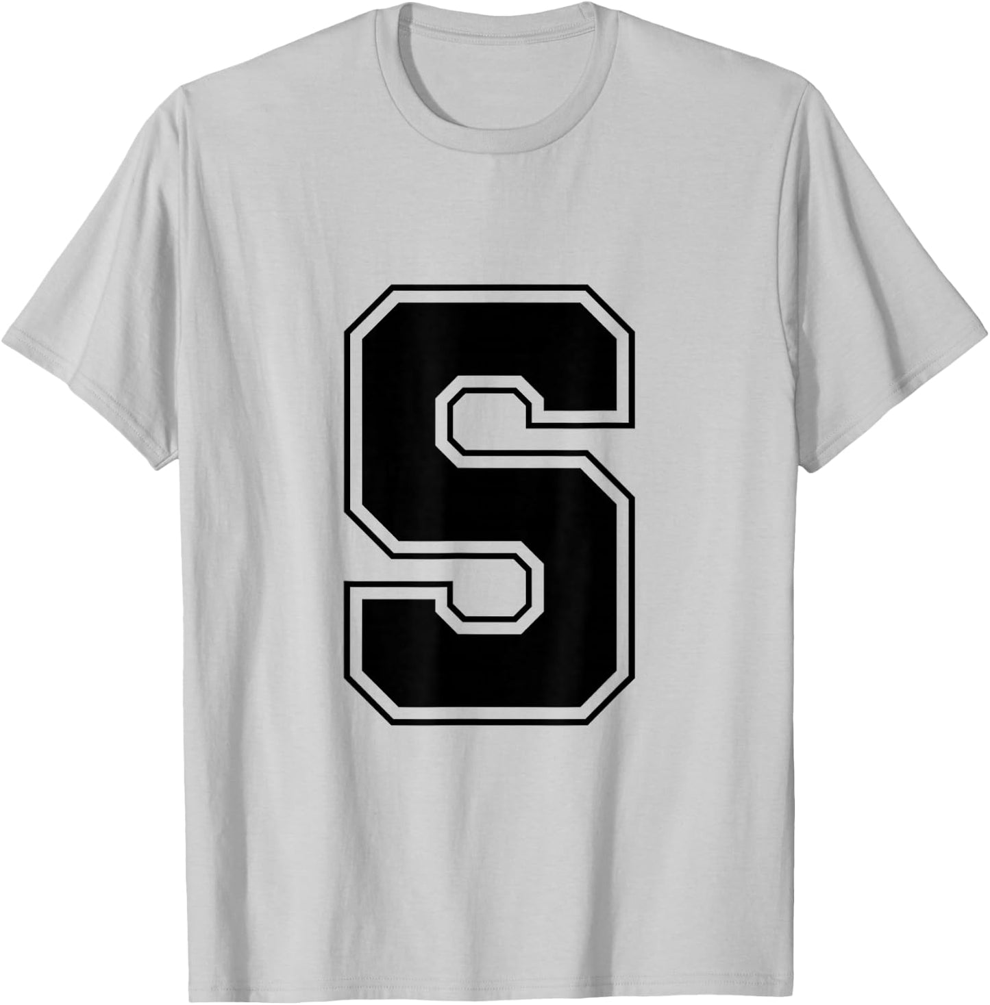 Letter S Big Bold Capital Varsity Alphabet Monogram T-Shirt - T-Shirt | Ash