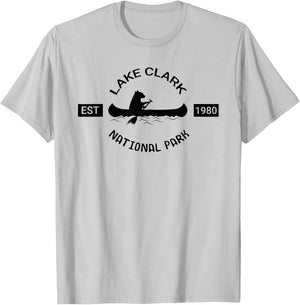 Alaska Bear Shirt | Lake Clark National Park Silhouette T-Shirt - T-Shirt | Ash