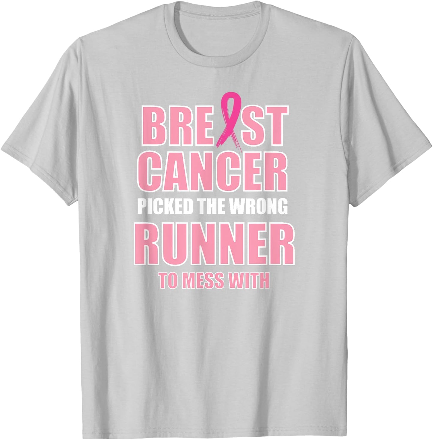 Breast Cancer Awareness Runner & Running T-Shirt - T-Shirt | Ash