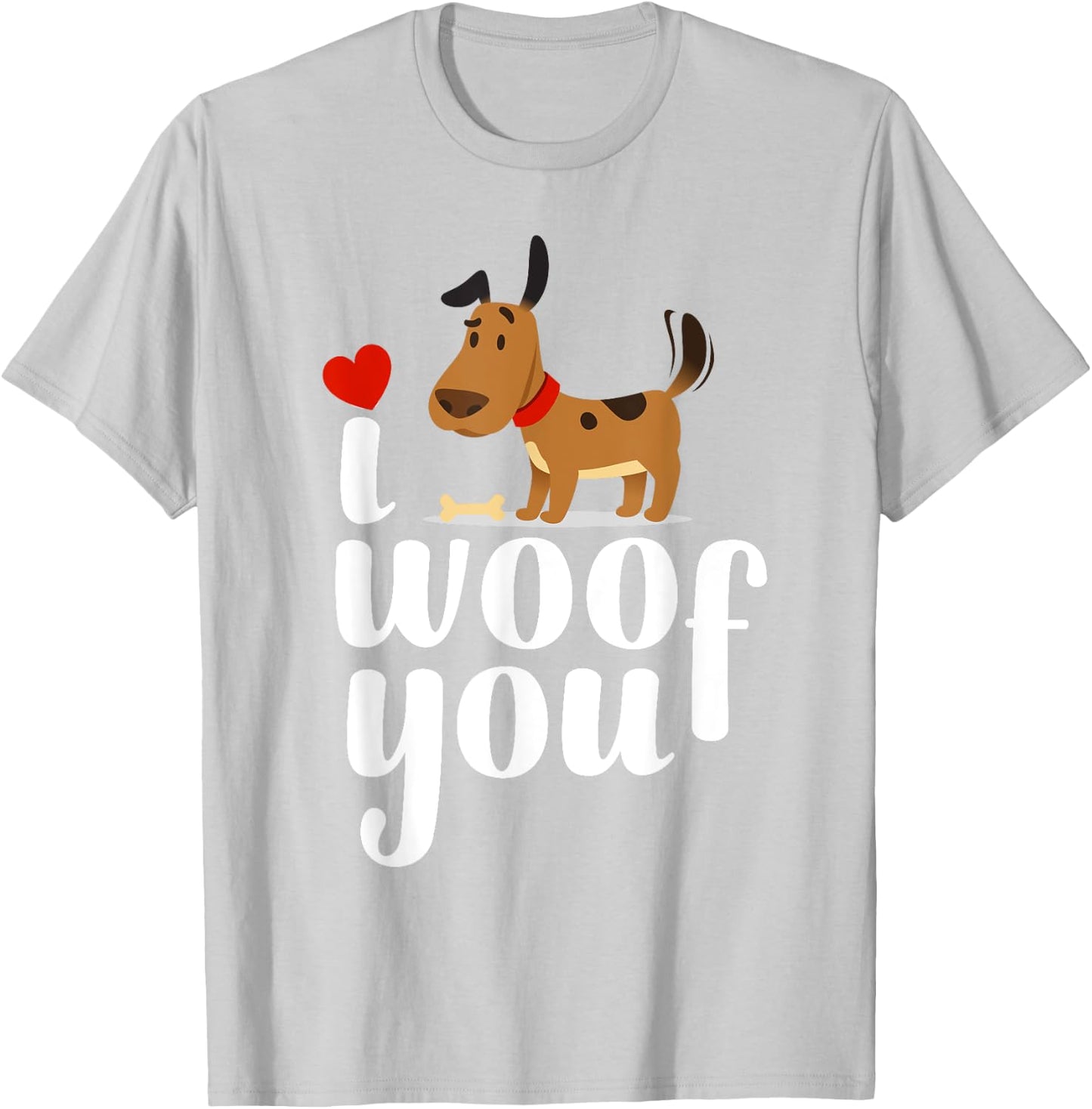 I Woof You Dog Love Valentine T-Shirt - T-Shirt | Ash
