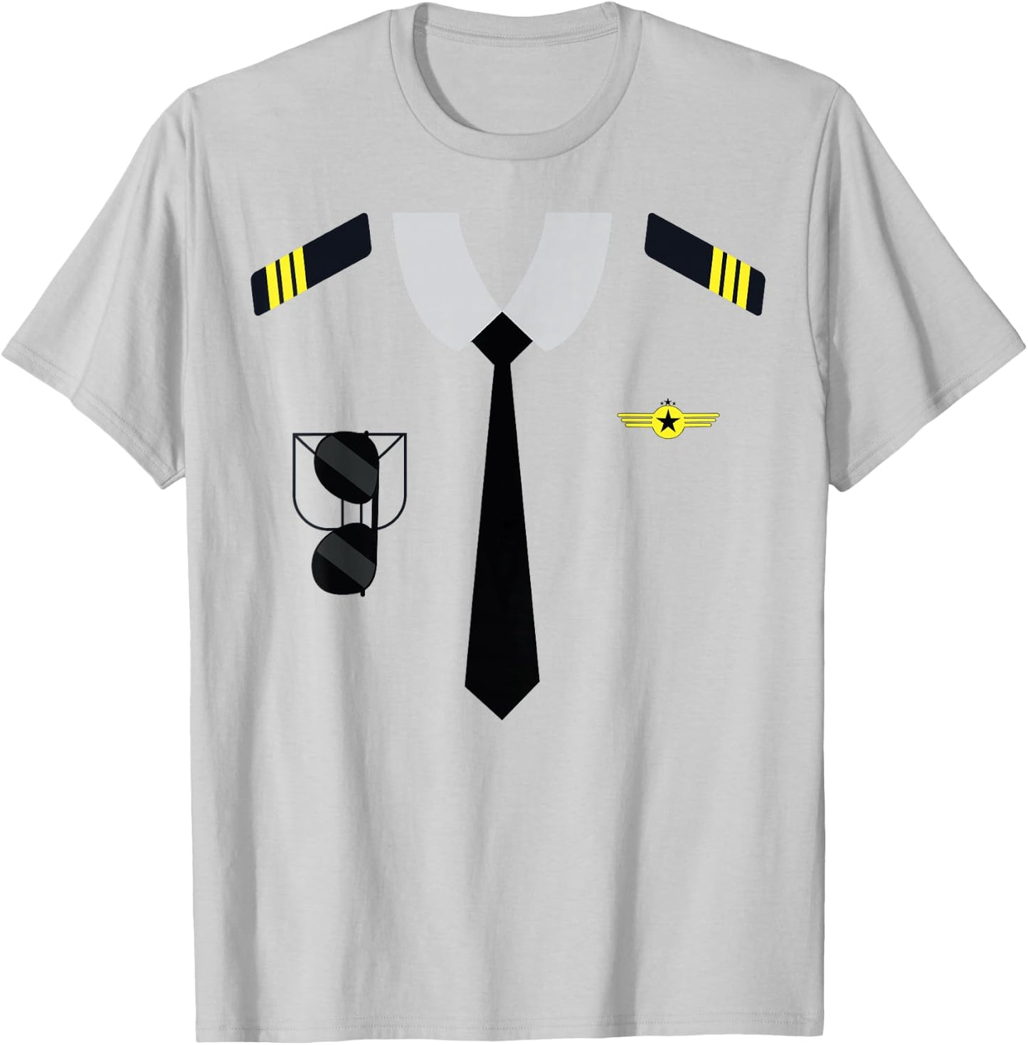 Airplane Pilot Costume Funny Aviation Uniform Men Boy Girl T-Shirt - T-Shirt | Ash