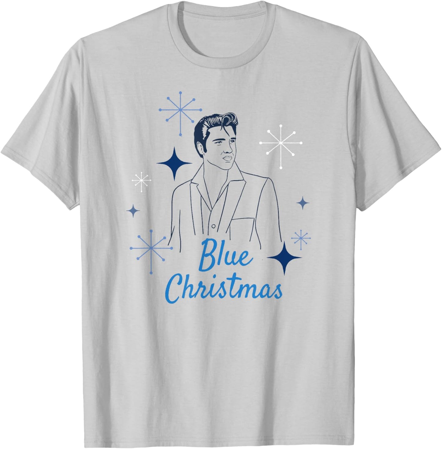 Elvis Presley Official Blue Christmas T-Shirt - T-Shirt | Ash