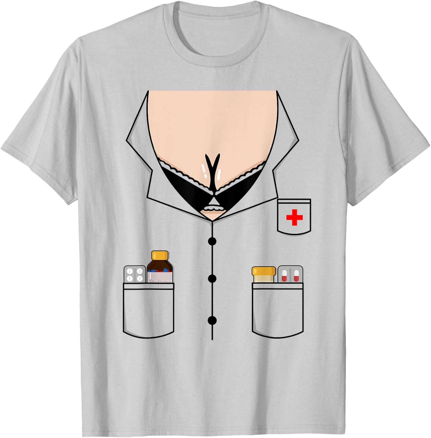 Sexy Nurse Boob Shirt Easy Halloween Costume T-Shirt - T-Shirt | Ash