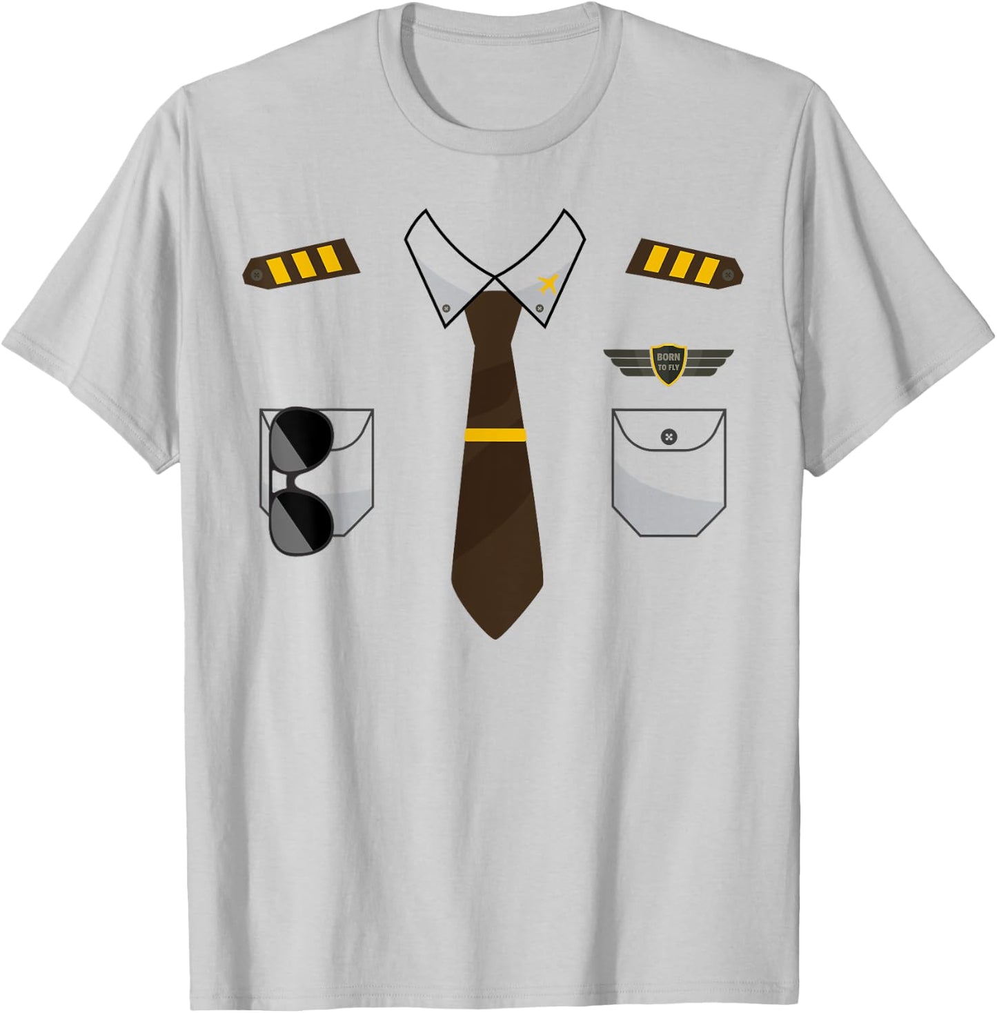 Pilot Costume Birthday Kids Airplane Pilot Halloween T-Shirt - T-Shirt | Ash