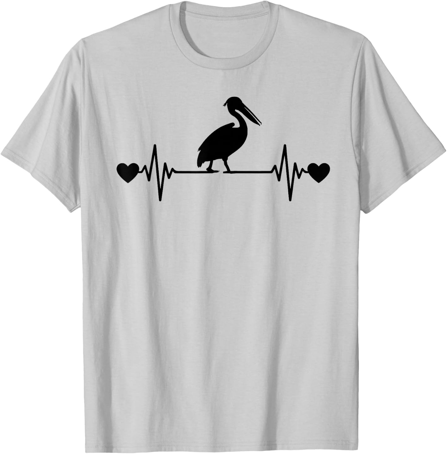 Funny Pelican Lover Men Women Heartbeat Design Pelican T-Shirt - T-Shirt | Ash