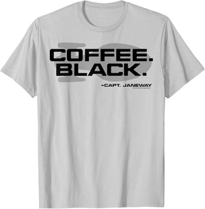 Star Trek Voyager Coffee Black Capt. Janeway T-Shirt - T-Shirt | Ash