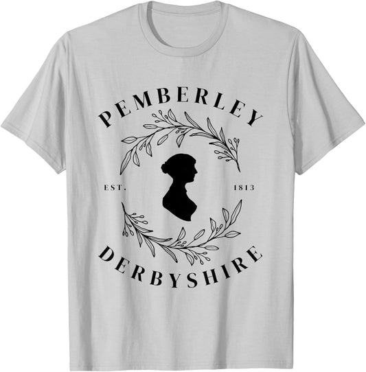 Pemberley Derbyshire 1813 Pride and Prejudice Jane Austen T-Shirt - T-Shirt | Ash