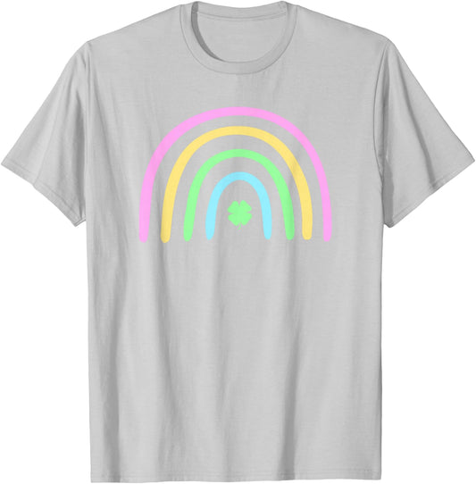 Four Leaf Clover Rainbow St Patrick's Day T-Shirt - T-Shirt | Ash