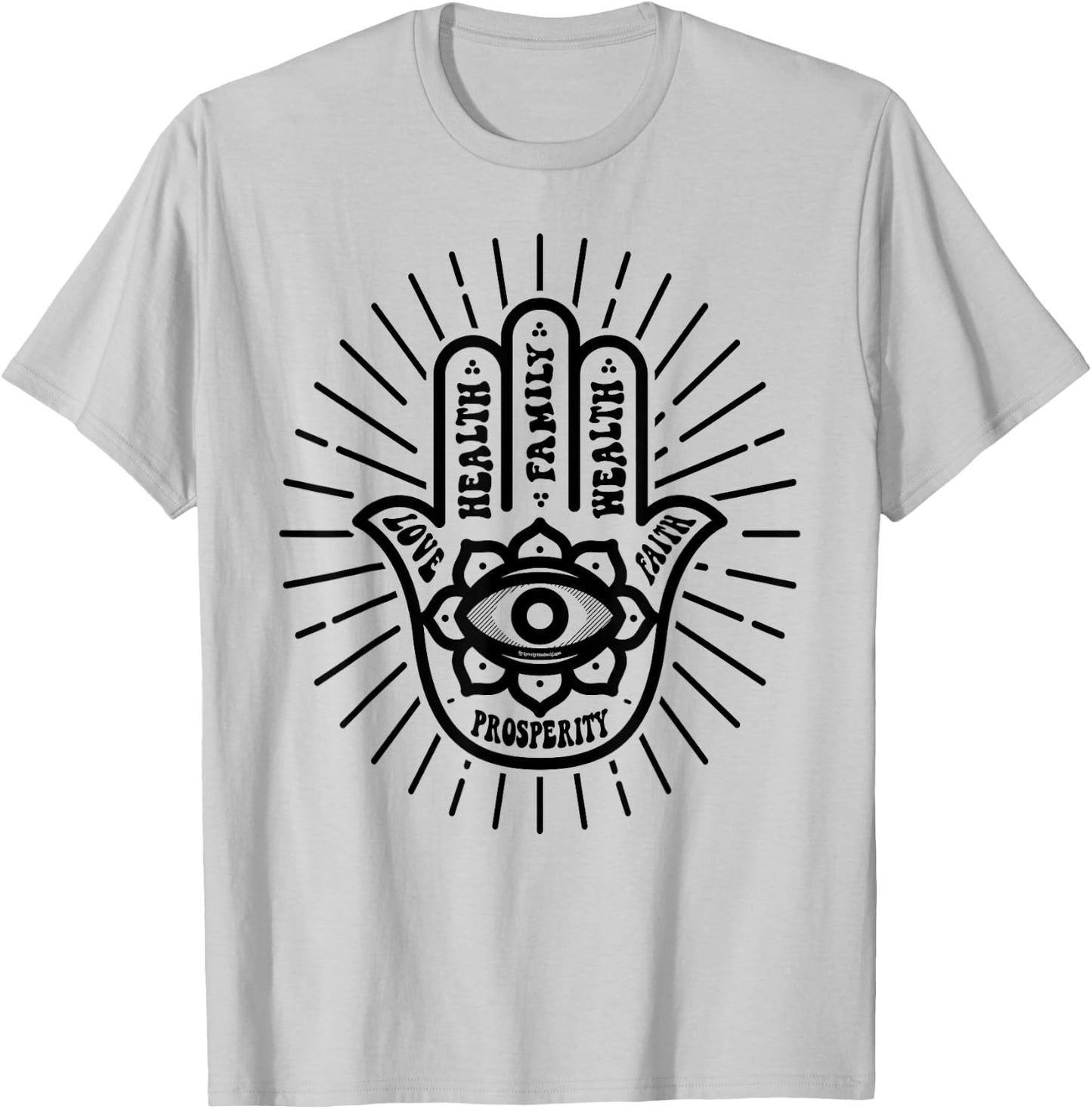 Hamsa Hand Protection Boho Spiritual Aesthetic T-Shirt - T-Shirt | Ash