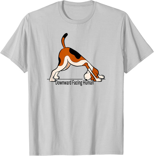 Downward Facing Human - men funny dog yoga T-Shirt - T-Shirt | Ash