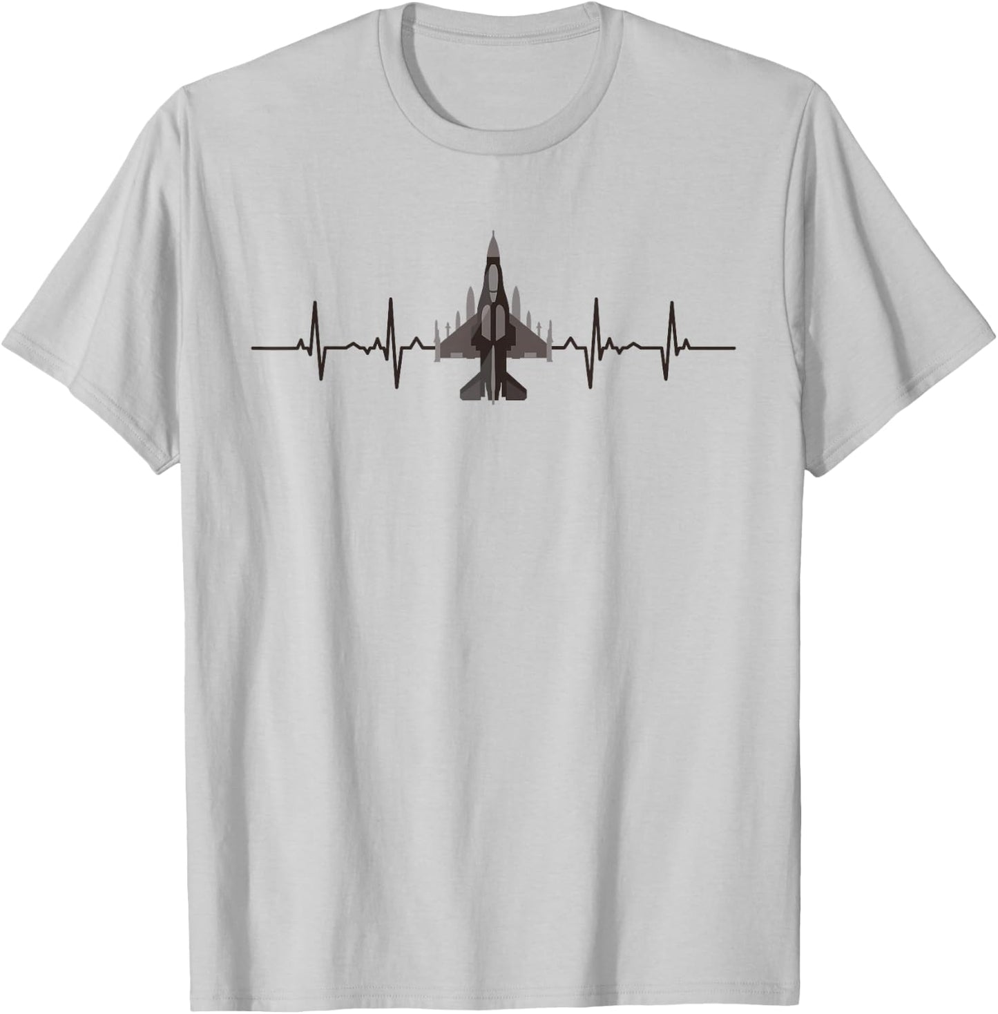 F-16 Jet Fighter Heartbeat Funny EKG Aviation Pilot Gift Men T-Shirt - T-Shirt | Ash