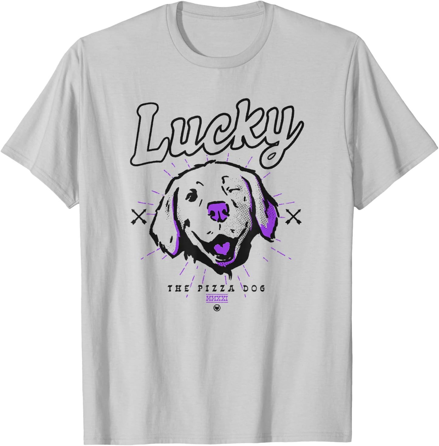 Marvel Hawkeye Disney Plus Lucky The Pizza Dog Line Art V-2 T-Shirt - T-Shirt | Ash