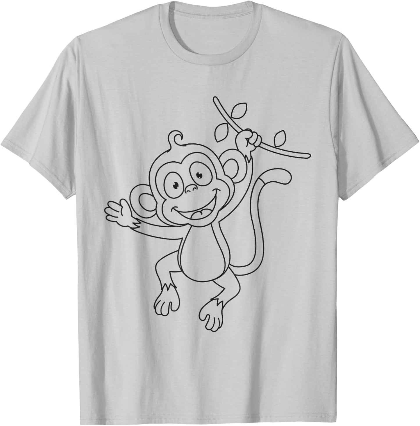 Cute monkey to paint and color in for children T-Shirt - T-Shirt | Ash