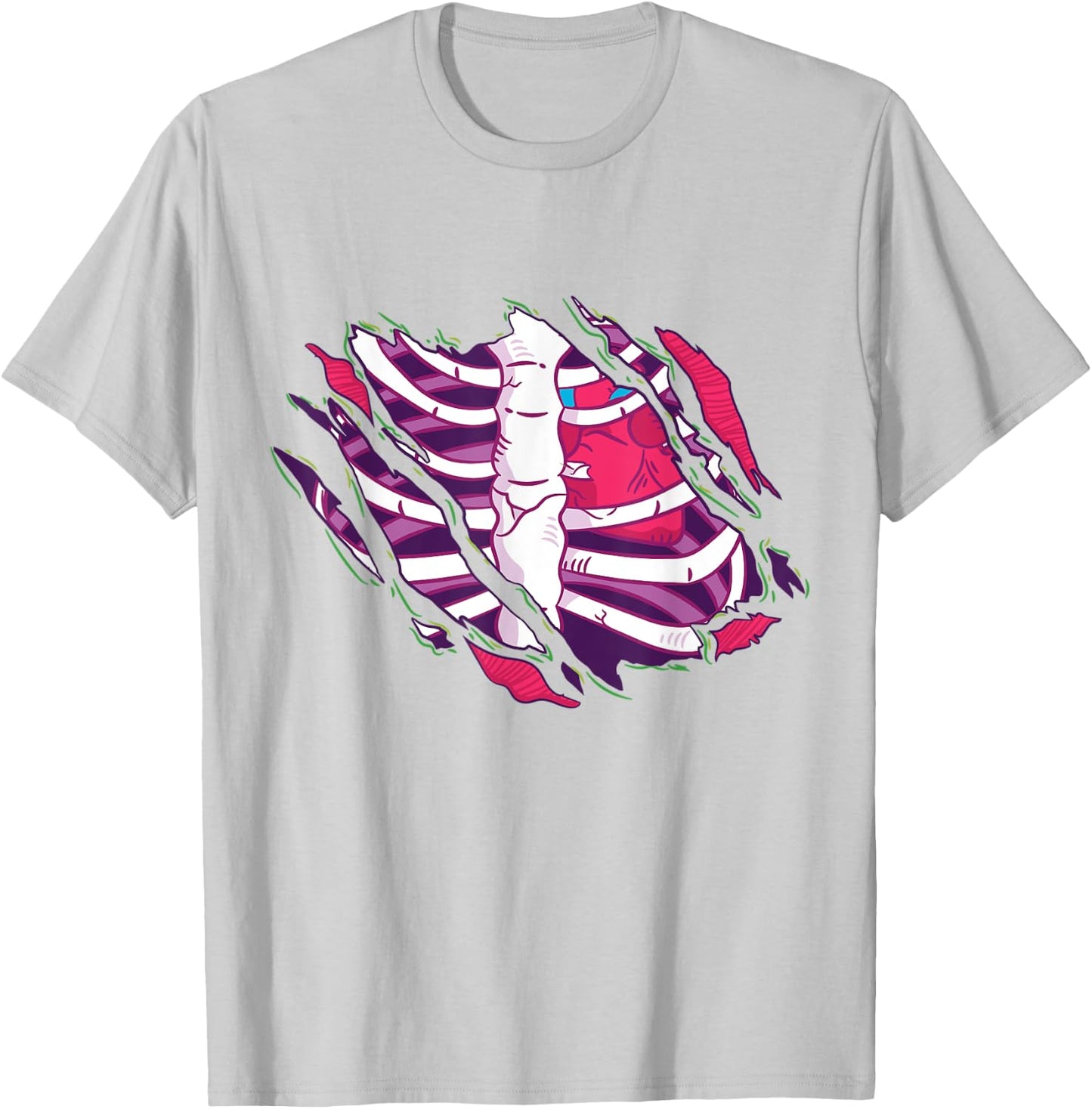 Zombie Ribcage Bones Costume T-Shirt - T-Shirt | Ash