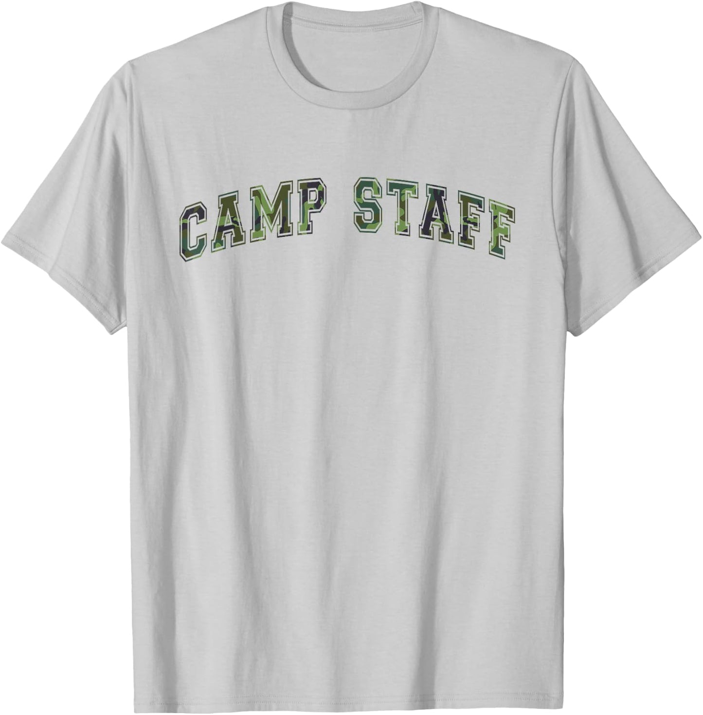 Camo CAMP STAFF Summer Campsite Host Director Team School T-Shirt - T-Shirt | Ash