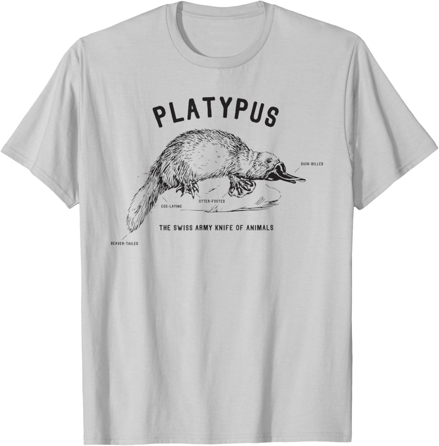 Platypus Swiss Army Knife of Animals Design - Funny Gift T-Shirt - T-Shirt | Ash