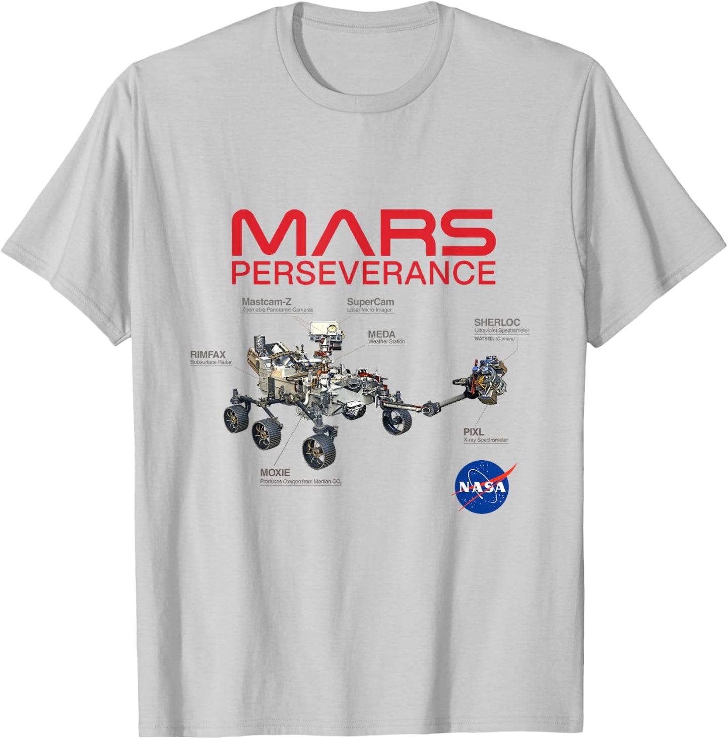 NASA Mars Perseverance Rover Diagram T-Shirt - T-Shirt | Ash
