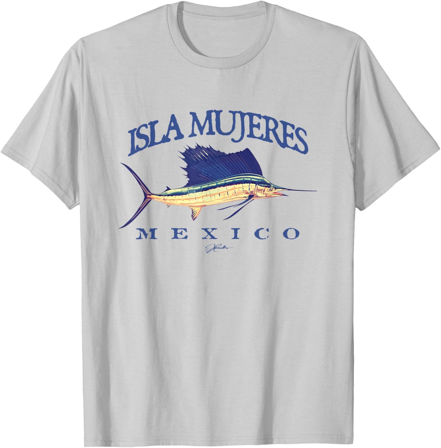 JCombs: Isla Mujeres, Mexico, Vintage Sailfish T-Shirt - T-Shirt | Ash