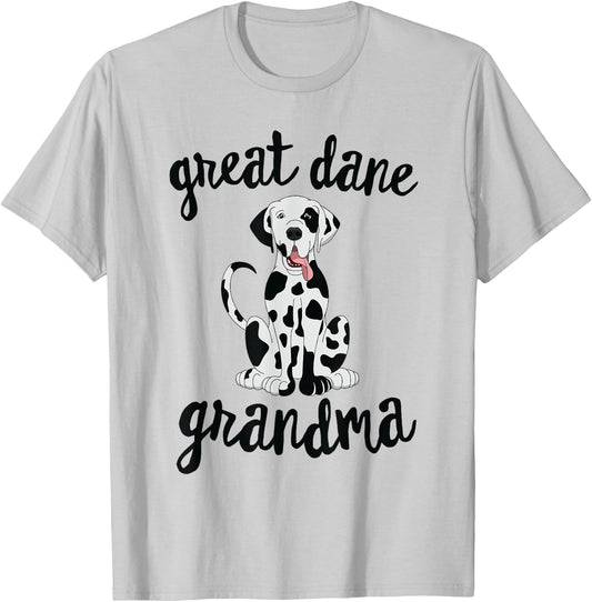 Harlequin Great Dane Grandma Pawma Dog Grandparent Grandmaw Men Women Kids T-Shirt - T-Shirt | Ash