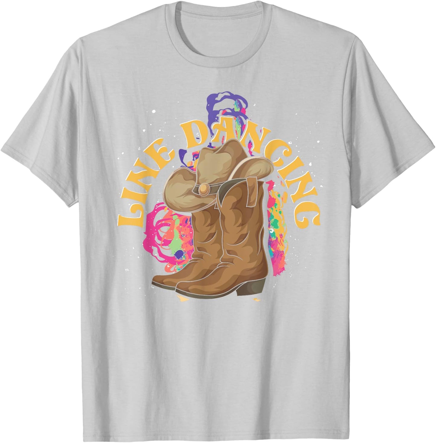 Line Dancing Cowboy Boots Hat Line Dancer Western Line Dance T-Shirt - T-Shirt | Ash