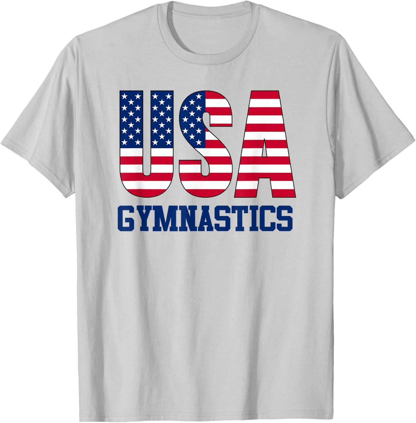 USA with American Flag Gymnastics Sports T-Shirt - T-Shirt | Ash