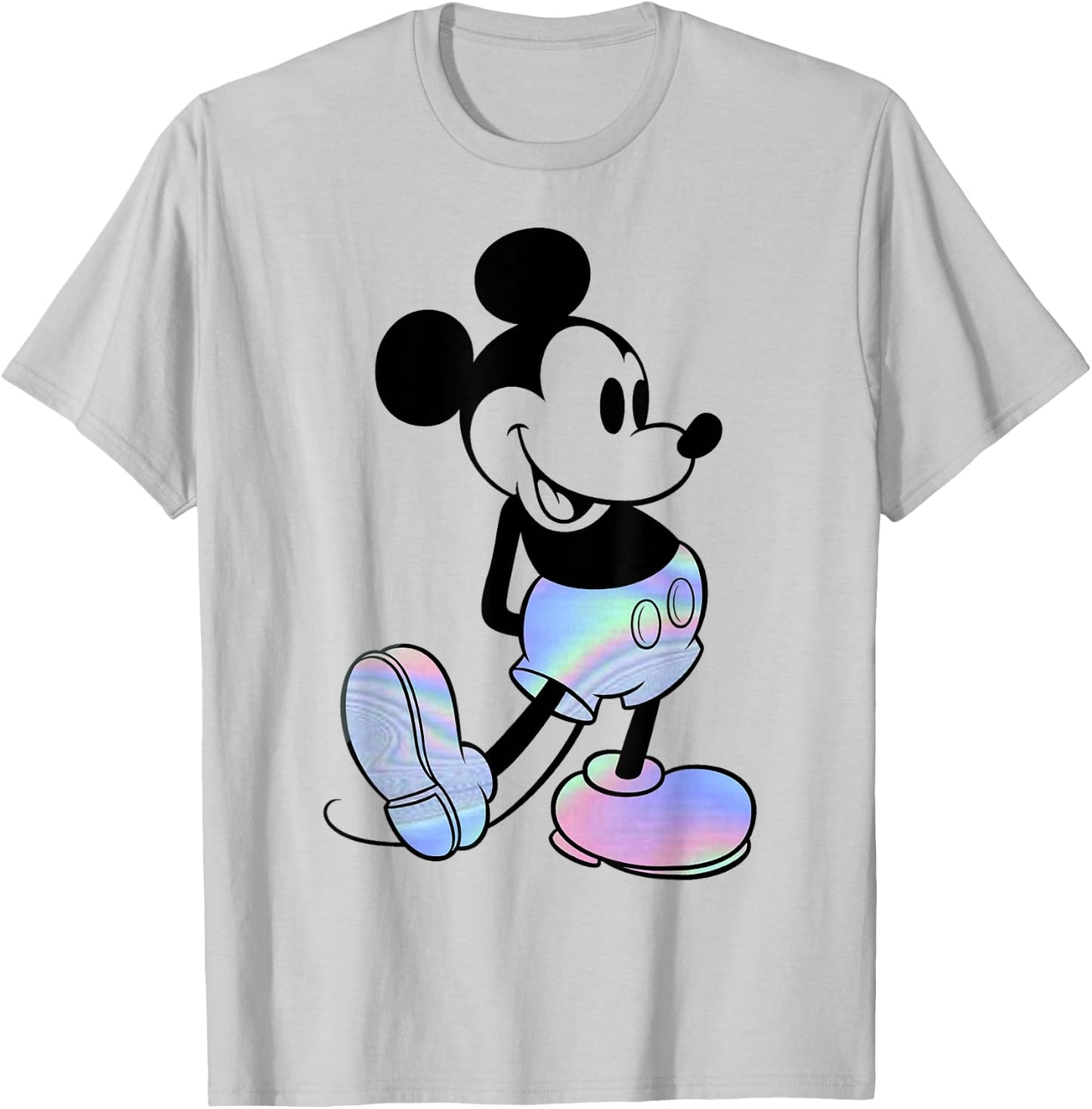 Disney Mickey Classic Holographic Mickey Mouse T-Shirt - T-Shirt | Ash