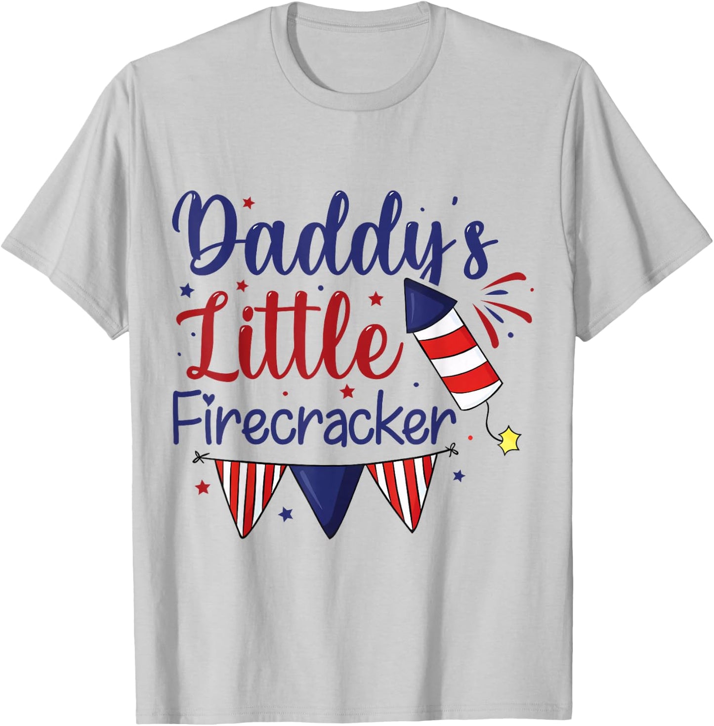 Daddy's Little Firecracker Cute 4th of July Toddlers Kids T-Shirt - T-Shirt | Ash