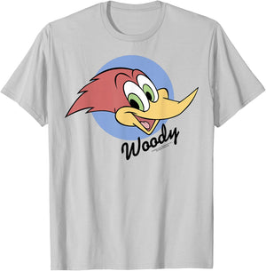 Woody Woodpecker Face Circle Logo T-Shirt - T-Shirt | Ash